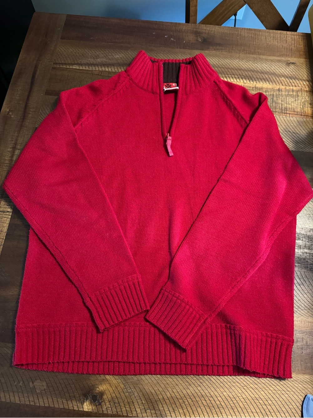 Women's Red Half-Zip Pullover Sweater Hoodie